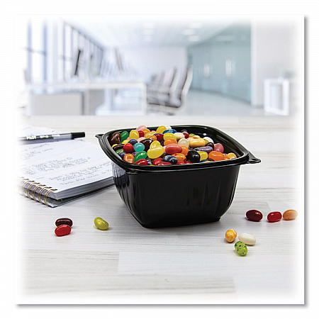 PresentaBowls Pro Black Square Bowls, 16 oz, 5 x 5 x 2.5, Plastic, 63/Bag, 8 Bags/Carton (B16SB)