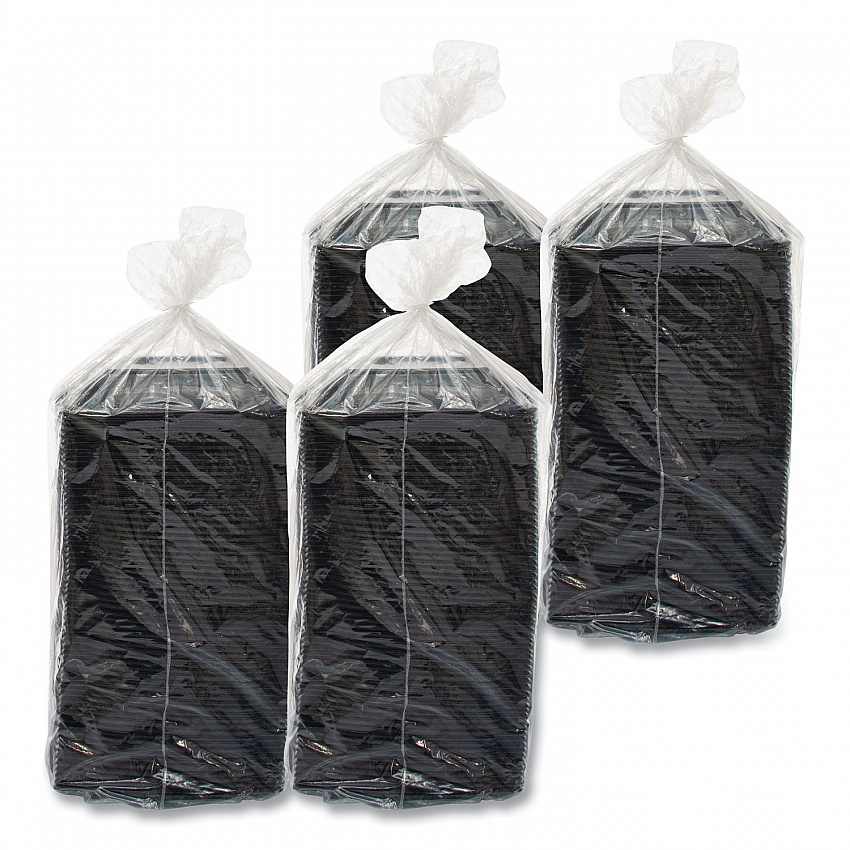 PresentaBowls Pro Black Square Bowls, 24 oz, 8.5 x 8.5 x 1.8, Plastic, 63/Bag, 4 Bags/Carton (B24SB)
