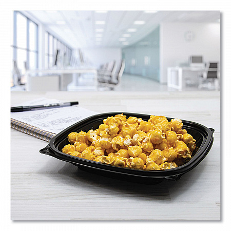 PresentaBowls Pro Black Square Bowls, 24 oz, 8.5 x 8.5 x 1.8, Plastic, 63/Bag, 4 Bags/Carton (B24SB)