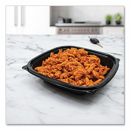 PresentaBowls Pro Black Square Bowls, 24 oz, 8.5 x 8.5 x 1.8, Plastic, 63/Bag, 4 Bags/Carton (B24SB)