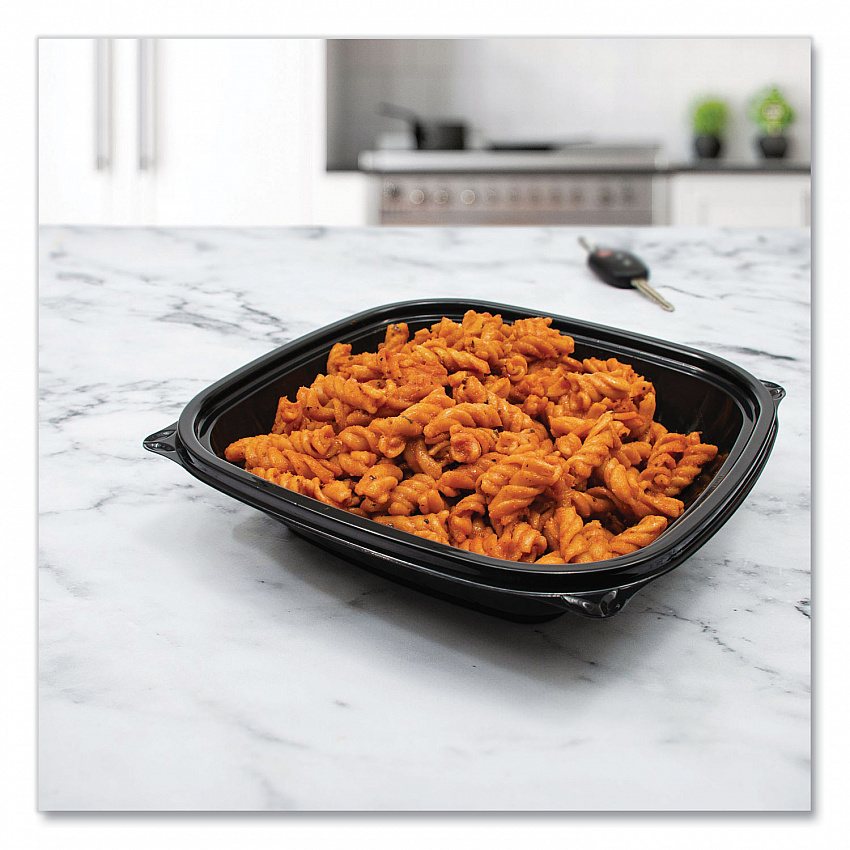 PresentaBowls Pro Black Square Bowls, 24 oz, 8.5 x 8.5 x 1.8, Plastic, 63/Bag, 4 Bags/Carton (B24SB)