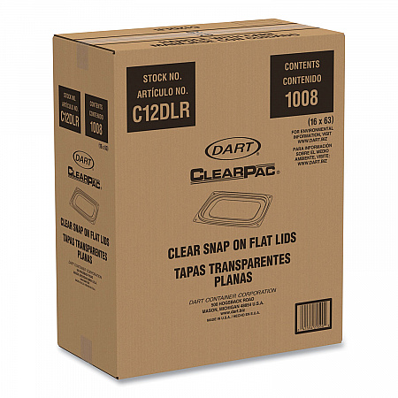 ClearPac Clear Container Lids, Flat, 4.9 x 5.9, Clear, Plastic, 63/Pack, 16 Packs/Carton (C12DLR)