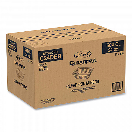 ClearPac Containers, 24 oz, 6.5 x 7.5 x 2, Clear, Plastic, 63/Pack, 8 Pack/Carton (C24DER)