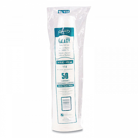 High-Impact Polystyrene Cold Cups, 14 oz, Plastic, Translucent, 50/Sleeve. 20 Sleeves/Carton (Y14)