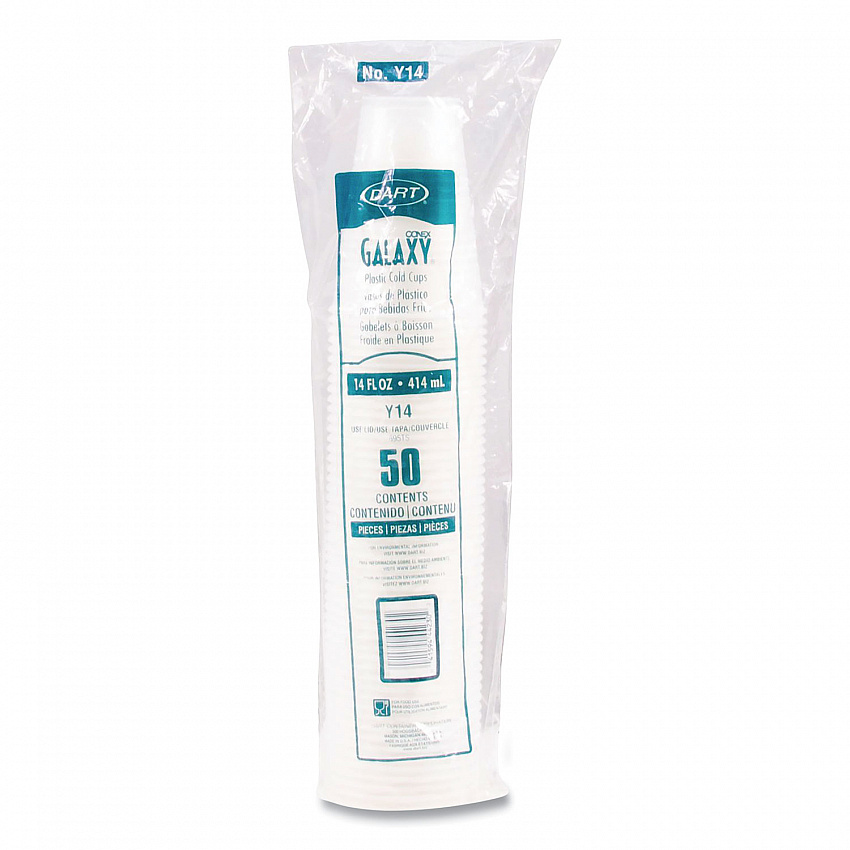 High-Impact Polystyrene Cold Cups, 14 oz, Plastic, Translucent, 50/Sleeve. 20 Sleeves/Carton (Y14)