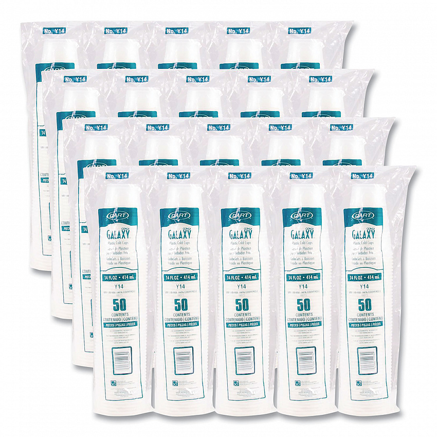 High-Impact Polystyrene Cold Cups, 14 oz, Plastic, Translucent, 50/Sleeve. 20 Sleeves/Carton (Y14)