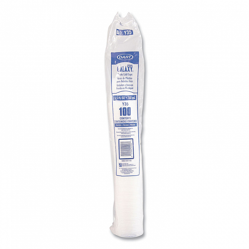 High-Impact Polystyrene Cold Cups, 3.5 oz, Plastic, Translucent, 100/Sleeve, 25 Sleeves/Carton (Y35)