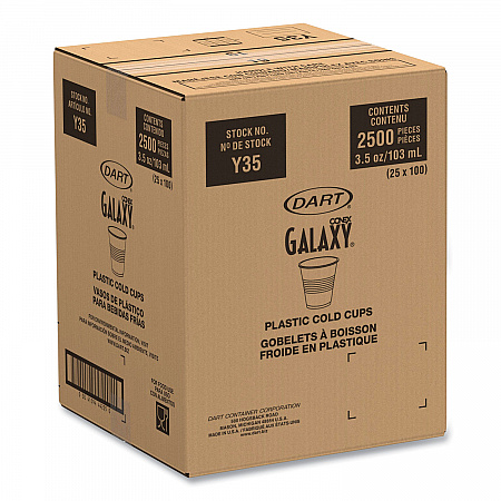 High-Impact Polystyrene Cold Cups, 3.5 oz, Plastic, Translucent, 100/Sleeve, 25 Sleeves/Carton (Y35)