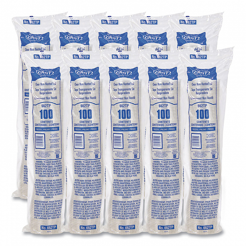 Non-Vented Cup Lids, Fits 9 oz to 22 oz Cold Cups, Plastic, Clear, 1,000/Carton (662TP)