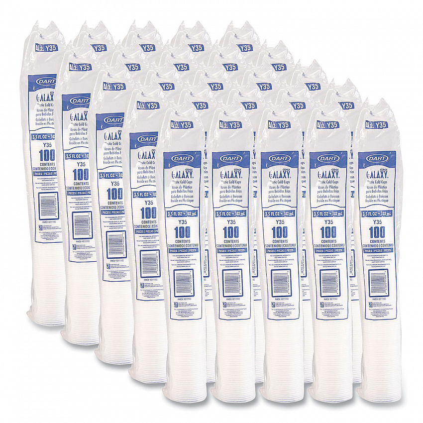 High-Impact Polystyrene Cold Cups, 3.5 oz, Plastic, Translucent, 100/Sleeve, 25 Sleeves/Carton (Y35)