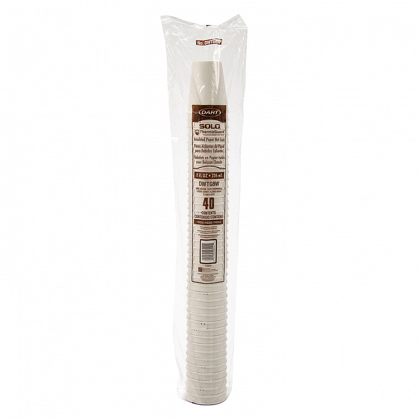 Thermoguard Insulated Paper Hot Cups, 8 oz, White Sustainable Forest Design, 40/Pack (DWTG8WPK)