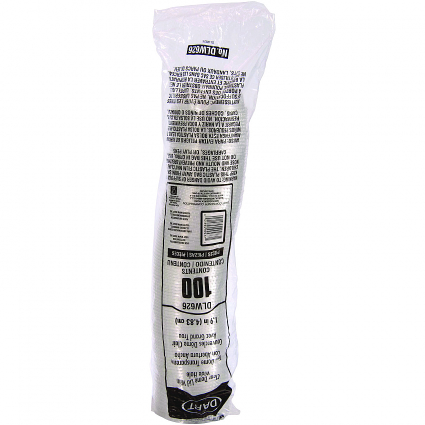 Open-Top Dome Lid, With 1.9" dia Hole, Fits 16 oz to 24 oz Cold Cups, Plastic, Clear, 1,000/Carton (DLW626)
