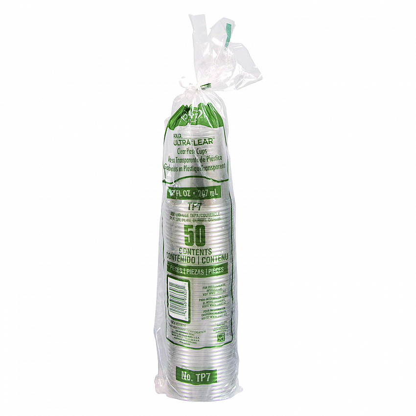 Ultra Clear PETE Cold Cups, 7 oz, Plastic, Clear, 50/Pack (TP7PK)