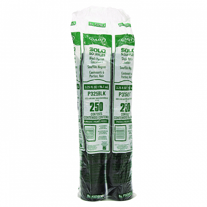 Polystyrene Portion Cups, 3.25 oz, Plastic, Black, 250/Bag, 10 Bags/Carton (P325BLK)