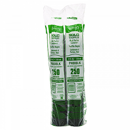 Polystyrene Portion Cups, 4 oz, Plastic, Black, 250/Bag, 10 Bags/Carton (P400BLK)
