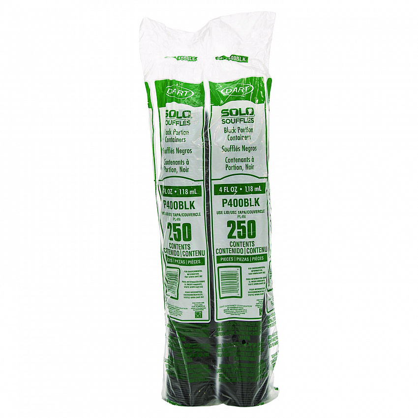 Polystyrene Portion Cups, 4 oz, Plastic, Black, 250/Bag, 10 Bags/Carton (P400BLK)