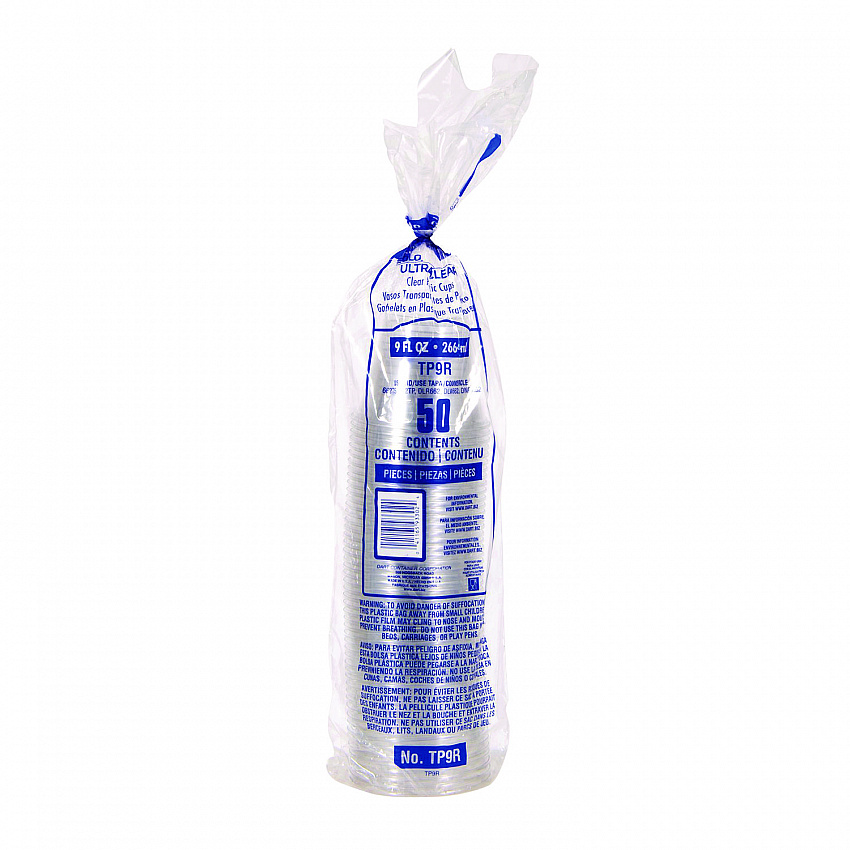 Ultra Clear PET Cups, Squat, 9 oz, Plastic, 50/Bag, 20 Bags/Carton (TP9R)