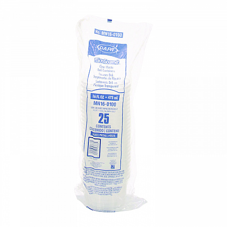 MicroGourmet Food Container, 16 oz, Translucent, Plastic, 50/Pack, 10 Packs/Carton (MN160100)