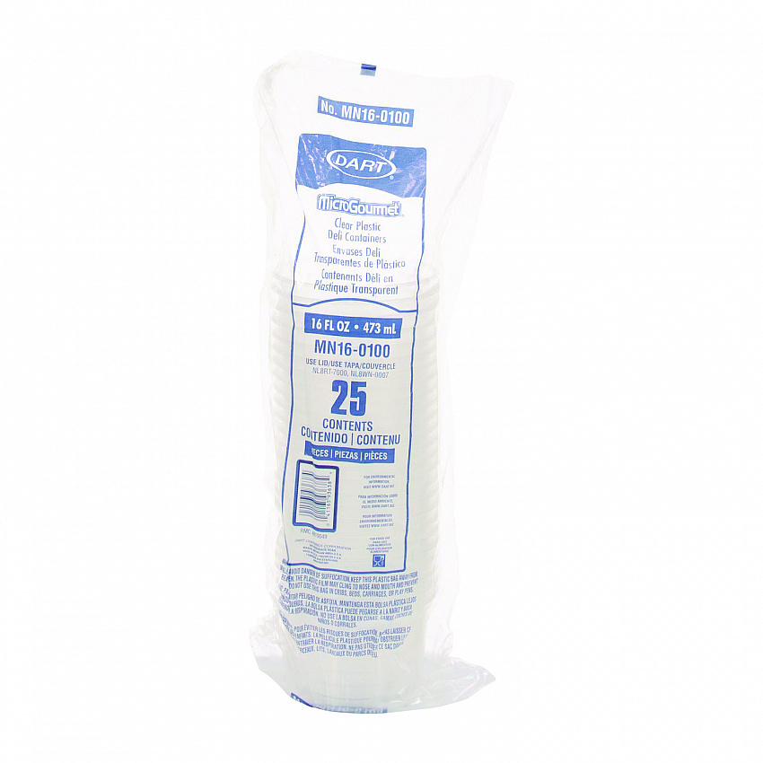 MicroGourmet Food Container, 16 oz, Translucent, Plastic, 50/Pack, 10 Packs/Carton (MN160100)