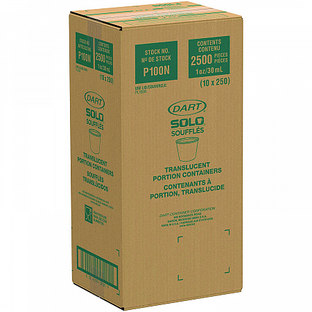 Polystyrene Portion Cups, 1 oz, Plastic, Translucent, 2,500/Carton (P100N)