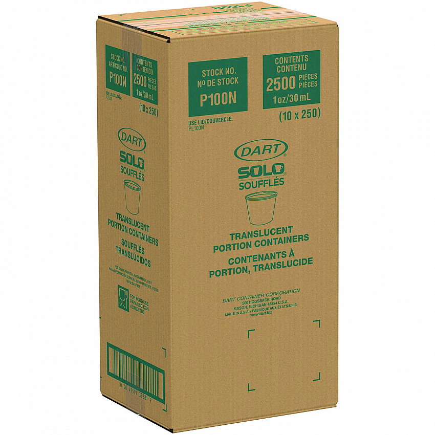 Polystyrene Portion Cups, 1 oz, Plastic, Translucent, 2,500/Carton (P100N)