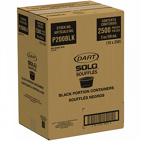 Polystyrene Portion Cups, 2 oz, Plastic, Black, 250/Bag, 10 Bags/Carton (P200BLK)