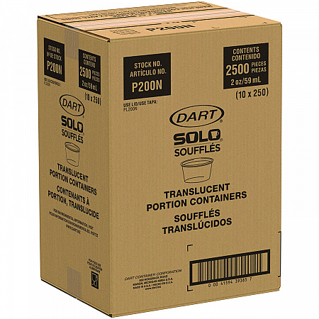 Polystyrene Portion Cups, 2 oz, Plastic, Translucent, 250/Bag, 10 Bags/Carton (P200N)