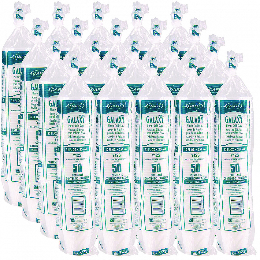 High-Impact Polystyrene Squat Cold Cups, 12 oz, Plastic, Translucent, 50/Pack (Y12SPK)