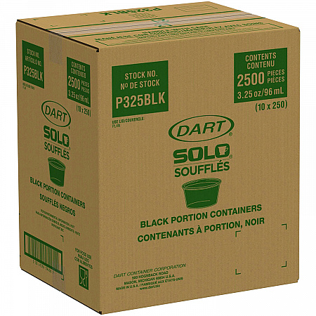 Polystyrene Portion Cups, 3.25 oz, Plastic, Black, 250/Bag, 10 Bags/Carton (P325BLK)