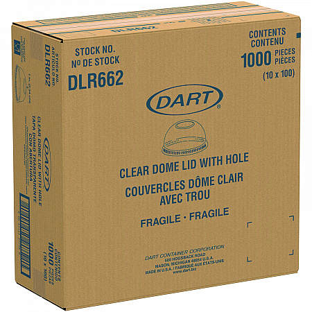 Dome-Top Cold Cup Lids, Fits 16 oz Cold Cups, Plastic, Clear, 1,000/Carton (DLR662)
