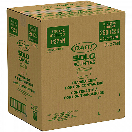 Polystyrene Portion Cups, 3.25 oz, Plastic, Translucent, 250/Bag, 10 Bags/Carton (P325N)