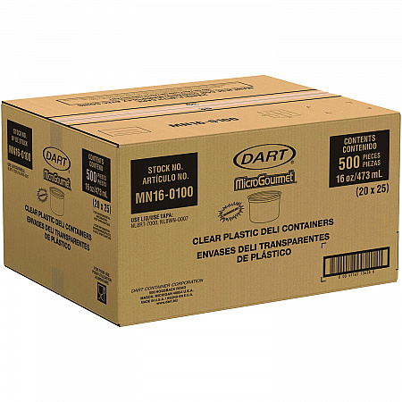 MicroGourmet Food Container, 16 oz, Translucent, Plastic, 50/Pack, 10 Packs/Carton (MN160100)