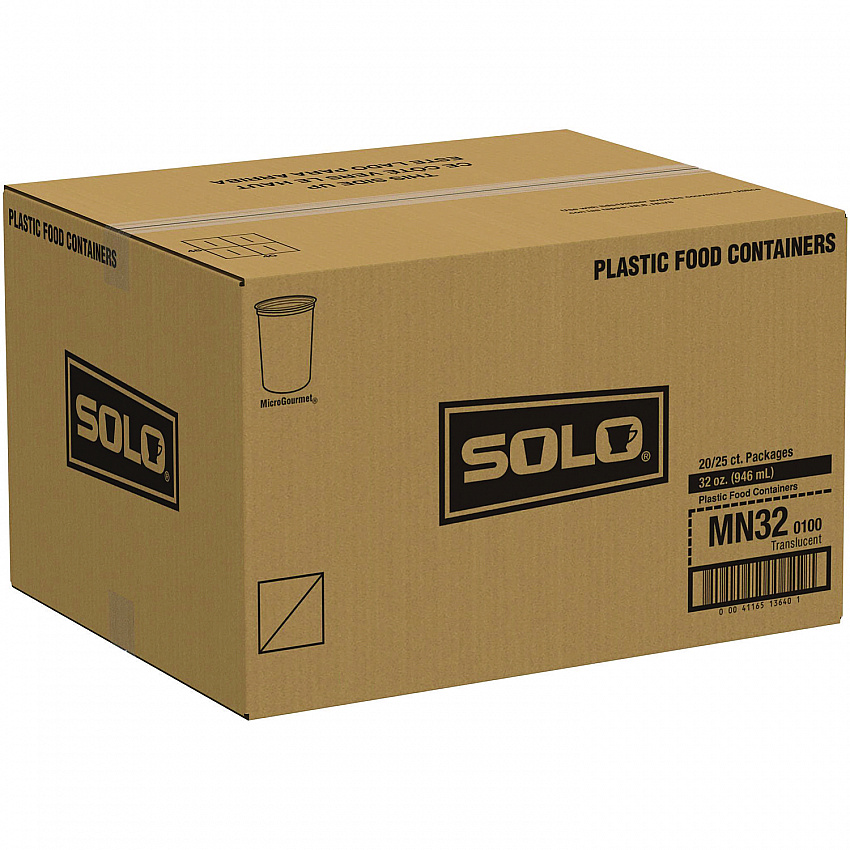 Microgourmet Plastic Deli Container, 32 oz, 4.7" Diameter x 5.7" h, Clear, 500/Carton (MN320100)