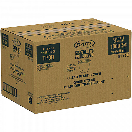 Ultra Clear PET Cups, Squat, 9 oz, Plastic, 50/Bag, 20 Bags/Carton (TP9R)