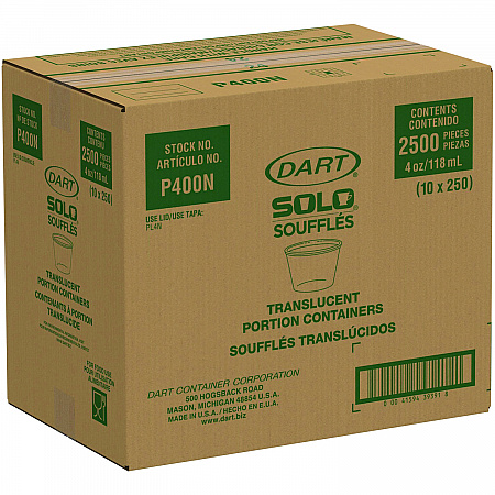 Polystyrene Portion Cups, 4 oz, Plastic, Translucent, 250/Bag, 10 Bags/Carton (P400N)