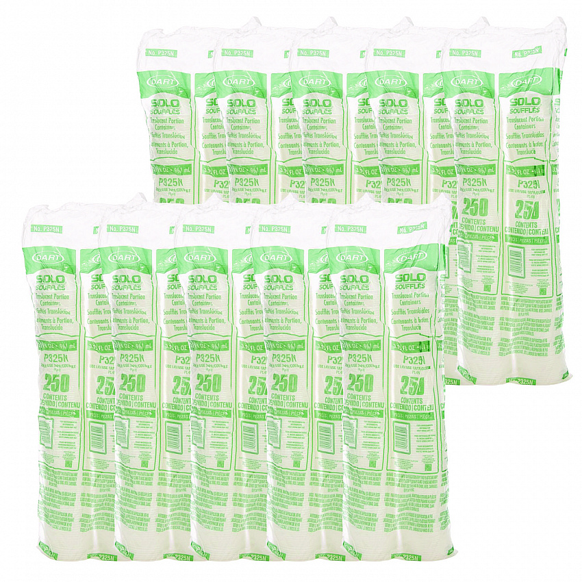 Polystyrene Portion Cups, 3.25 oz, Plastic, Translucent, 250/Bag, 10 Bags/Carton (P325N)
