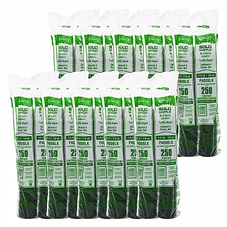 Polystyrene Portion Cups, 4 oz, Plastic, Black, 250/Bag, 10 Bags/Carton (P400BLK)