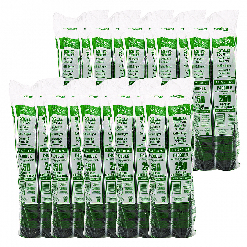 Polystyrene Portion Cups, 4 oz, Plastic, Black, 250/Bag, 10 Bags/Carton (P400BLK)
