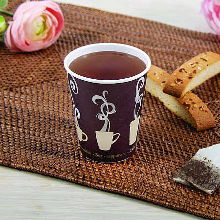 Thermoguard Insulated Paper Hot Cups, 8 oz, Steam Print Design, 1,000/Carton (DWTG8ST)