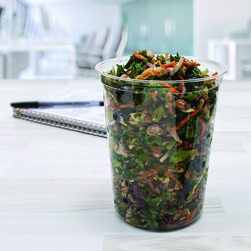 Microgourmet Plastic Deli Container, 32 oz, 4.7" Diameter x 5.7" h, Clear, 500/Carton (MN320100)