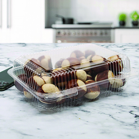 StayLock Clear Hinged Lid Containers, Oblong, 6.81 x 9.4 x 3.1, Plastic, 125/Bag, 2/Carton (C40UT1)