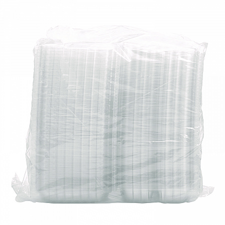ClearSeal Hinged-Lid Plastic Containers, 8.25 x 8.25 x 3, Clear, Plastic, 125/Pack, 2 Packs/Carton (C90PST3)
