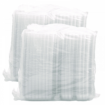ClearSeal Hinged-Lid Plastic Containers, 8.25 x 8.25 x 3, Clear, Plastic, 125/Pack, 2 Packs/Carton (C90PST3)