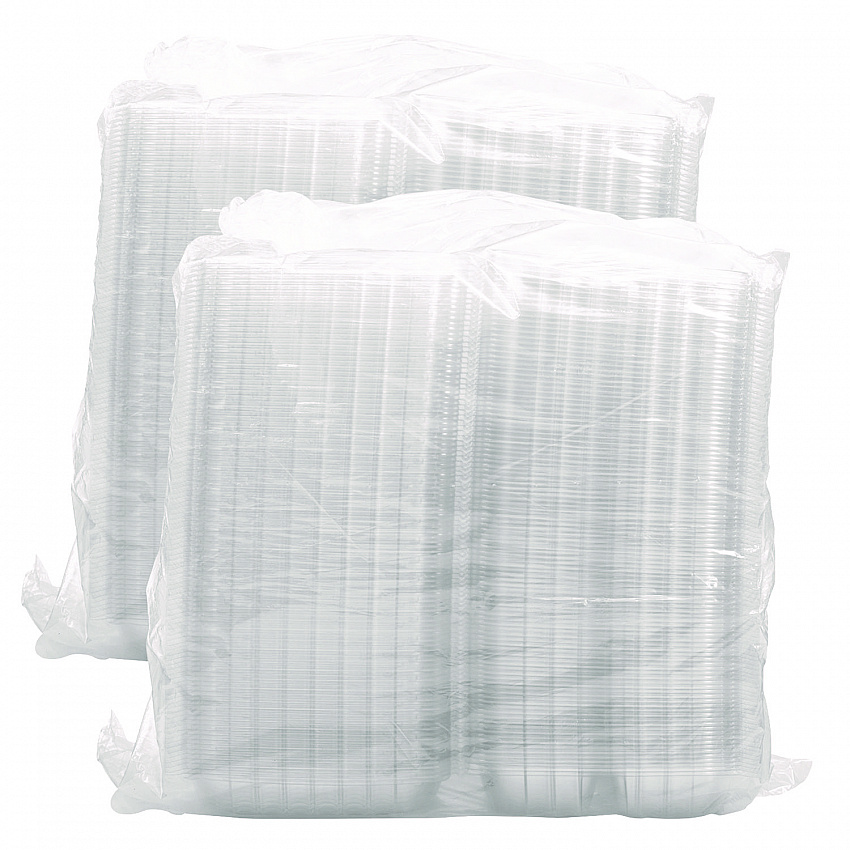 ClearSeal Hinged-Lid Plastic Containers, 8.25 x 8.25 x 3, Clear, Plastic, 125/Pack, 2 Packs/Carton (C90PST3)
