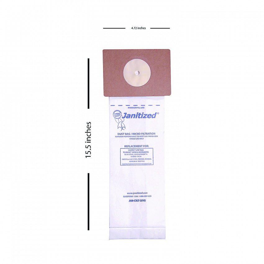 Vacuum Filter Bags Designed to Fit Nobles Lite Trac/Tennant Viper, 100/Carton (JANCXLT2)