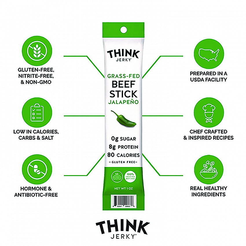 Jalapeno 100% Grass-Fed Beef Sticks, 1 oz Individually Wrapped Sticks, 20/Carton (33700003)
