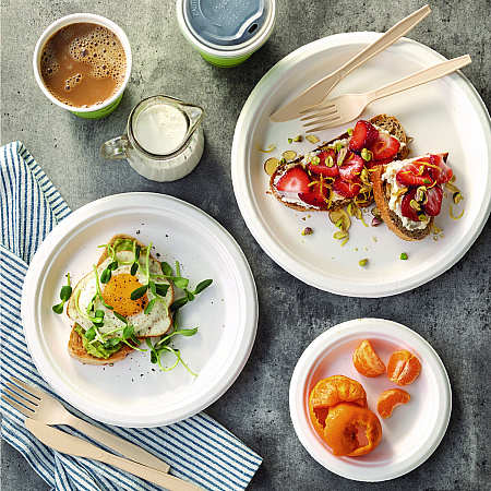 EarthChoice PFAS Free Compostable Dinnerware, Plate, Sugarcane, 10.25