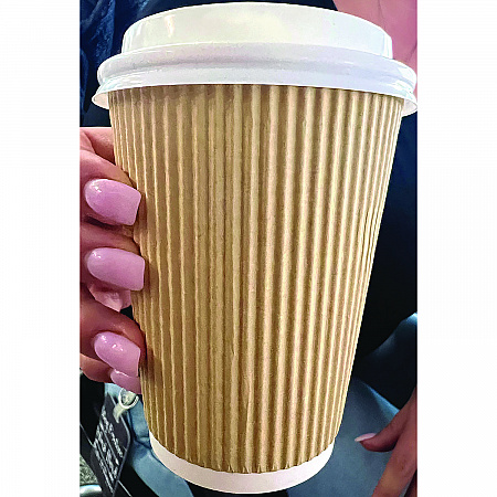 Ripple Hot Cups, 12 oz, Paper, Kraft/White, 500/Carton (CKRC512)