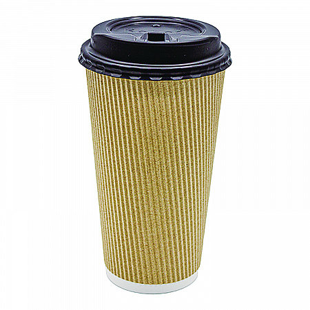 Ripple Hot Cups, 20 oz, Paper, Kraft/White, 500/Carton (CKRC520)