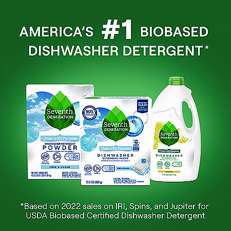 Natural Automatic Dishwasher Detergent Packs, Free and Clear, 45 Powder Packets/Box, 5 Boxes/Carton (45180CT)